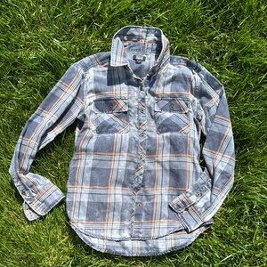 Nollie Gray and Orange Plaid Button Down Shirt